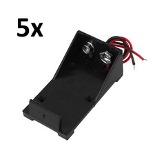 5x 9V Battery Spring Clip Holder Open Case Plastic Storage Box Wire Leads Plug