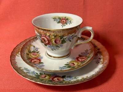 3teilig Gedeck Tasse Teller Untertass Sammeltasse Winterling Porzellan. Vintage 