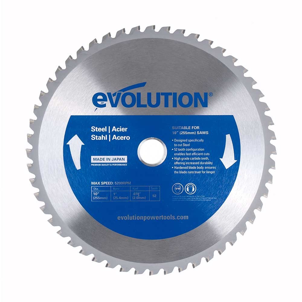 Evolution 10BLADEST Steel & Ferrous Metal Cutting Saw Blade, 10 Inch x 52-Tooth