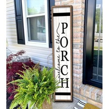 Welcome To The Porch Sign For Front Porch Standing 45"X9" Wood Frame Large Ru...