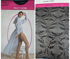 Vintage Panty Hose Lace Sexy Black Nylon Size Petite Small Made In USA 80s NIP