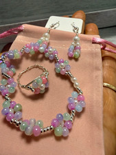 Handmade Women&rsquo;s Beaded Jewelry Set Bracelet Earrings Ring  Pearl Multi