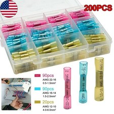 200PCS Heat Shrink But Connector Waterproof Electrical Wire Marine Butt Splice