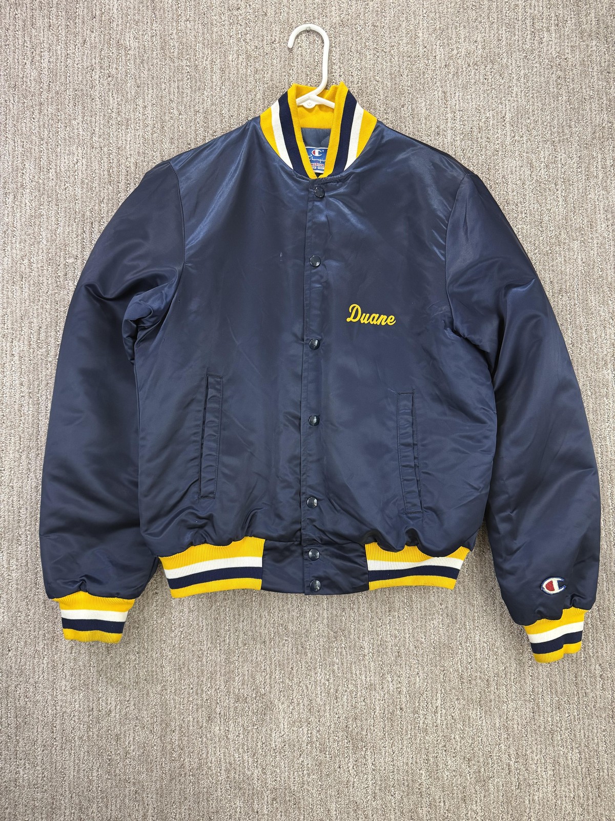 Vintage Champion Jacket Mens Medium Blue Varsity Puget Sound Naval Shipyard 90s