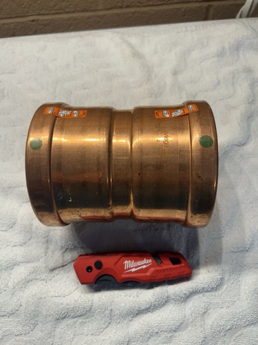 Viega ProPress XL-C 20738 4"x4" P1xP2 Copper Tubing Coupling with Stop