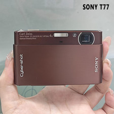 SONY Cyber Shot DSC-T77 Brown Digital Camera 10.1MP 4X Zoom w/ Accessory English