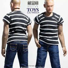 1:6 Striped Knit Short Sleeve Crew Neck T-shirt / Jeans Fit 12'' Male Figure
