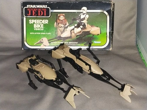 2 Vintage Star Wars Speeder Bike Vehicle with Box 1983 Kenner