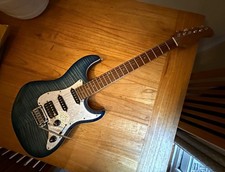 Larry Carlton S7 FM Blue Solid-Body 6-String RH Electric Guitar, 22 Frets