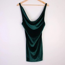 PrettyLittleThing Green Velvet Mini Dress Top Party UK 10 | New With Tags