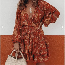 Spell & The Gypsy Collective Aurora Long Sleeve Playdress Mini Dress Medium