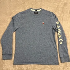 Abercrombie & Fitch Shirt Mens Large Light Blue Muscle Fit Soft Knit Long Sleeve