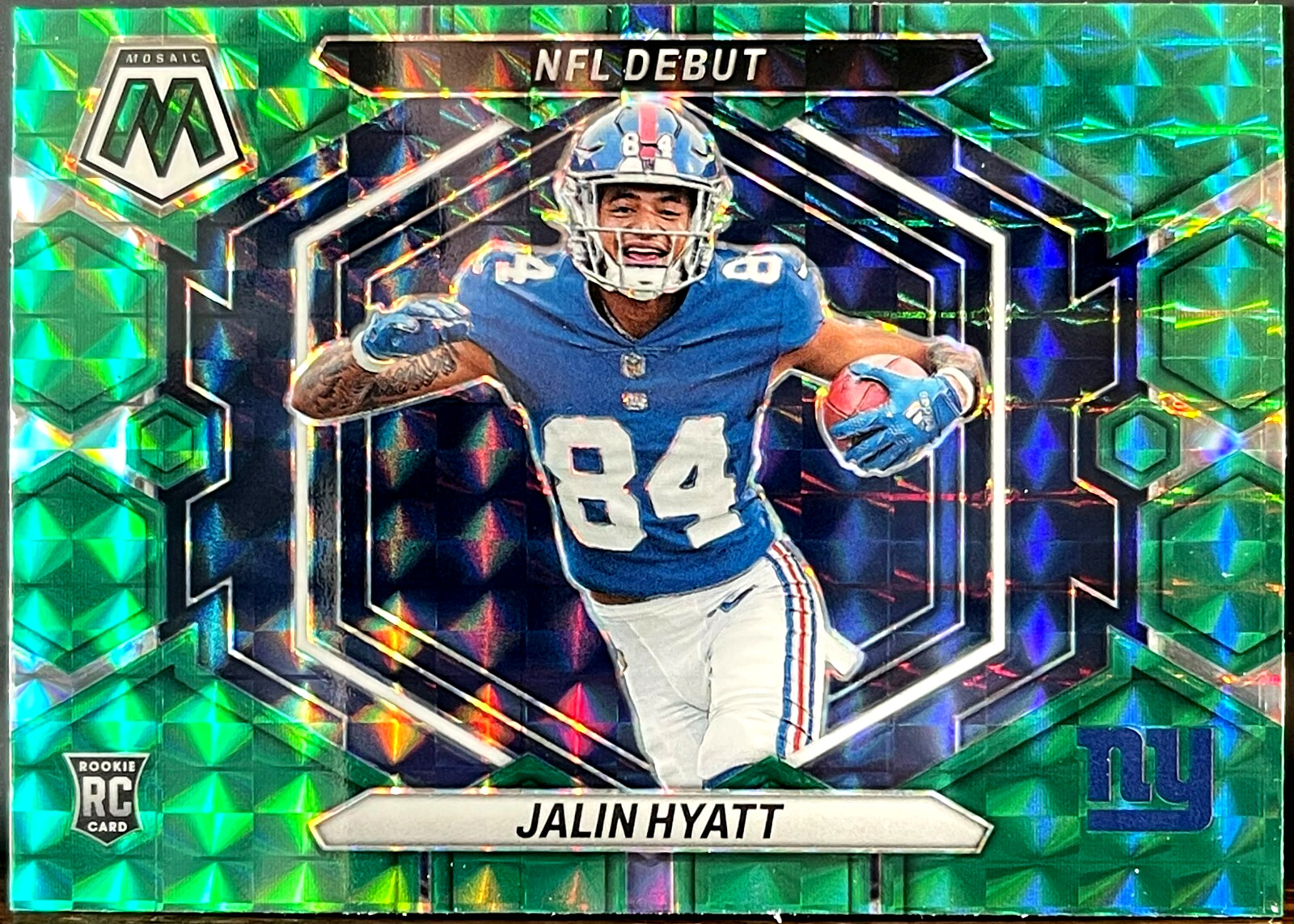 2023 Panini Mosaic NFL DEBUT MOSAIC GREEN #17 Jalin Hyatt RC New York Giants