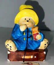 VTG 1987 Paddington Bear Sitting On Suitcase The Toscany Collection Eden JAPAN