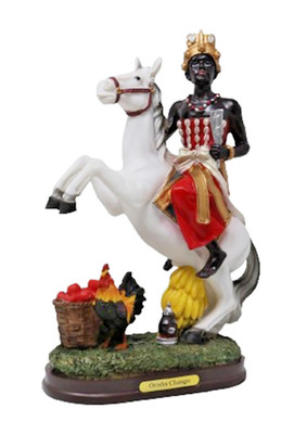 Orisha Chango 12'' Shango Riding White Horse  Resin Figure Religion Yoruba