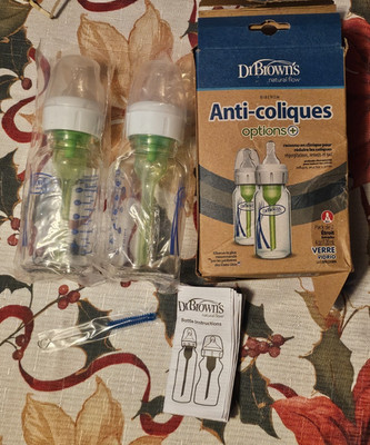 Dr Browns Anti Colic Glass Baby Bottles 4oz 2pack Level 1 Silicon nipple