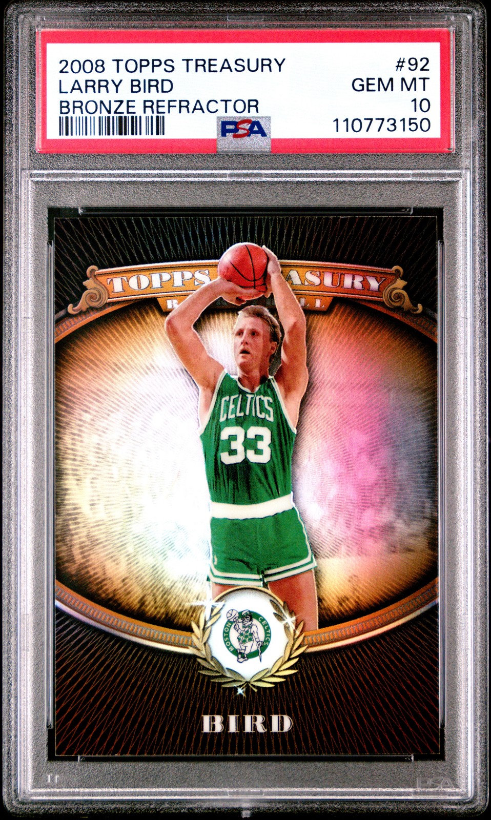 2008 Topps Treasury #92 Larry Bird Bronze Refractor /999 PSA 10 Pop 1