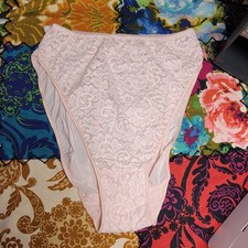 Vintage Pink Myonne Hi Cut Lace Panties Size 8