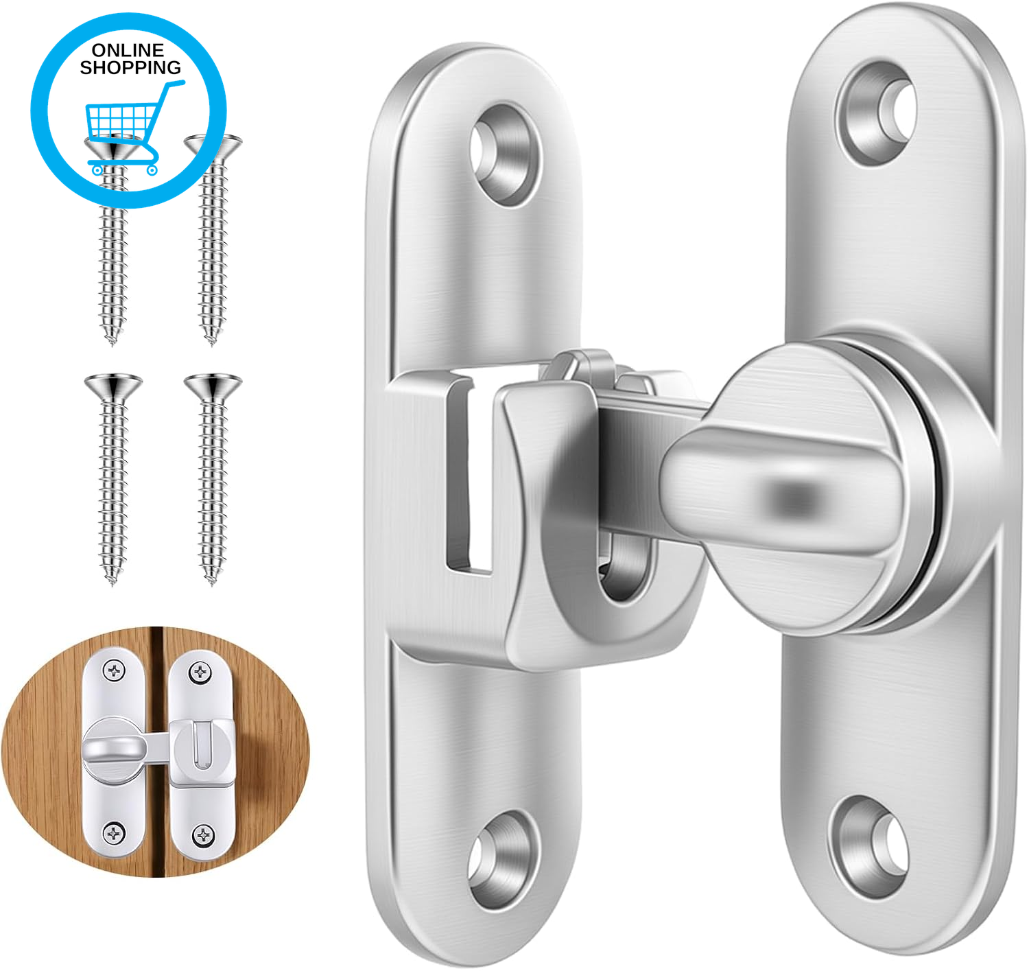1Pack Door Latch, 90/180 Degree Door Closer Zinc Alloy Gate Latch Right Angle Ga