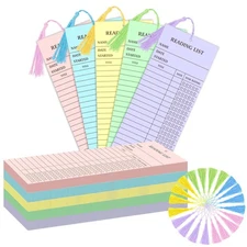 100 Pieces Reading List Bookmark with Tassels, 3 x 8 Inch 5 Colors Personal L...