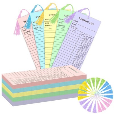 100 Pieces Reading List Bookmark with Tassels, 3 x 8 Inch 5 Colors Personal L...
