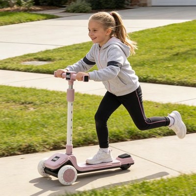 Kids Ride On 3-Wheel Scooter Height-Adjustable Handlebar&One-Touch Tootbrake