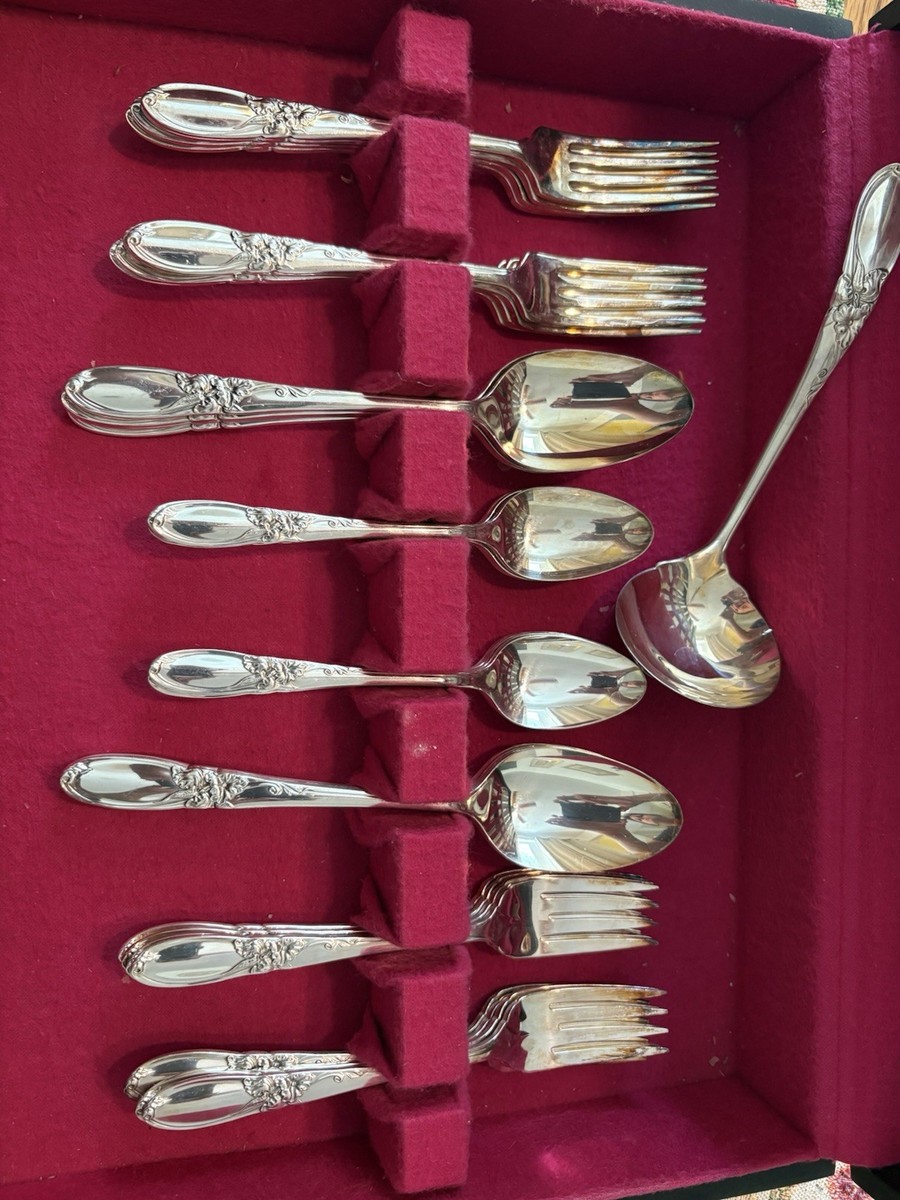 Vintage Community Plate White Orchid Silverplate Flatware Set – 8