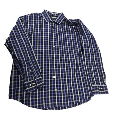 Peter Millar Mens Extra Extra Large Plaid Button Down Shirt 74% Cotton 26% Silk