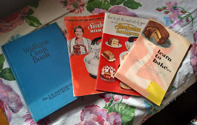 Lot of 4 Vintage Cooks Book J.R. Watkins Co.  Sunbeam, General Foods Co.