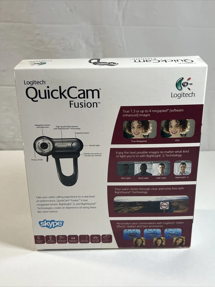 Logitech Quickcam Fusion Grey 1.3MP WebCam New Sealed - Image 3 of 4