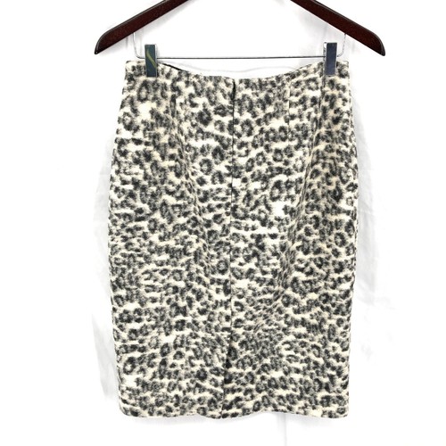 Ann Taylor fuzzy wool blend faux fur leopard print pencil skirt animal print 4 - Picture 7 of 9