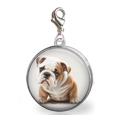 English Bulldog Puppy Dog Charm Bracelet Zipper Pull Fur Baby Bulldog  Lovers