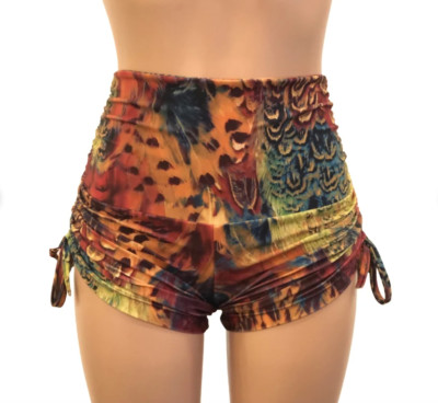 Hot Yoga Shorts Tribal Feather Festival High Waist Swim SXYfitness Made in USA