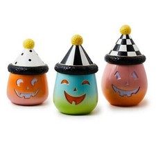RETIRED BNIB SET OF 3 MACKENZIE CHILDS TRICK OR TREAT CANISTERS