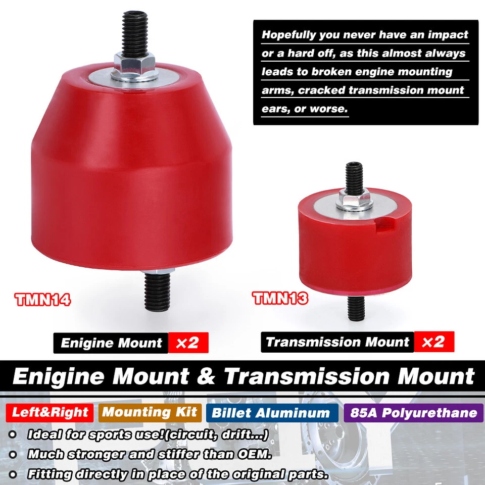 Left Right Side Engine Motor and Transmission Mounts Set For 92-95 BMW 325i E36 - Изображение 2 из 4