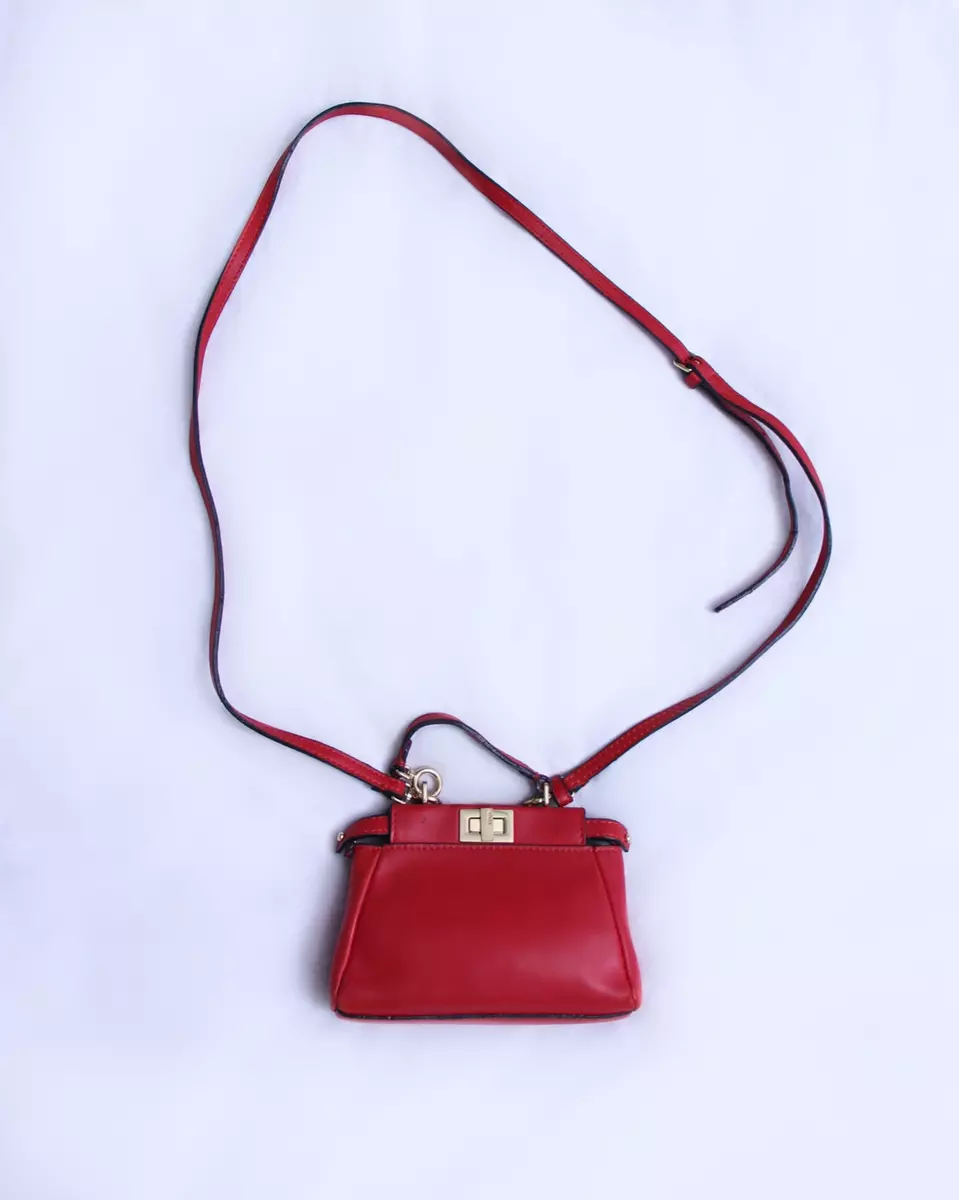 Fendi Peekaboo Micro Handbag Crossbody Mini Red Bag