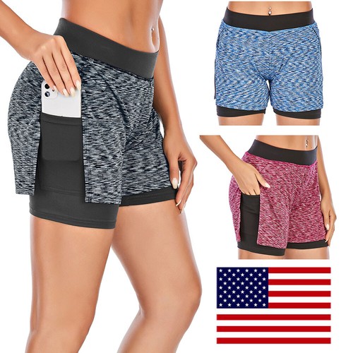 Running Yoga Shorts for Women- Activewear Workout Exercise Jogging Shorts 2-in-1 - 第 1/13 張圖片