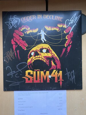 Sum 41 Order In Decline  Signed Limited Edition Yellow Vinyl + A PROOF NEW