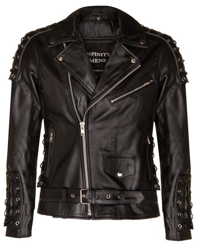 Homme Noir Brando Veste Motard
