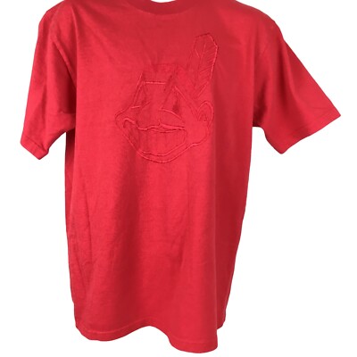 Cleveland Indians Mens Sz L Red SS Crew Neck Authentic Baseball T-Shirt 