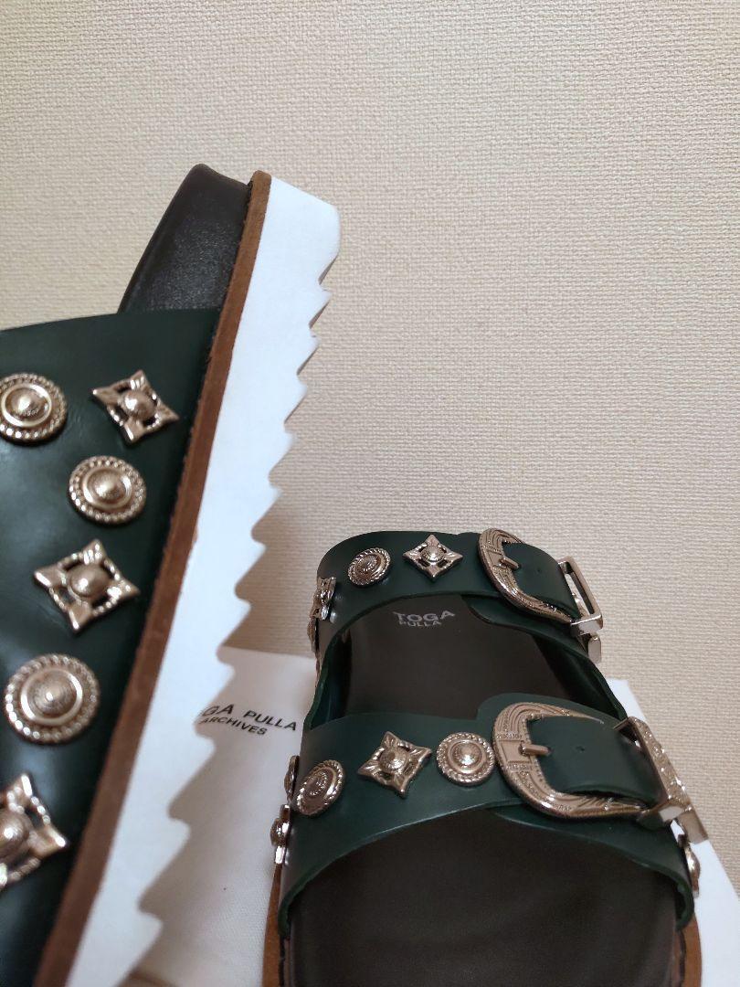 TOGA PULLA metal stud sandal size 37 23.5cm green w/box