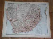 1924 ANTIQUE MAP OF SOUTH AFRICA TRANSVAAL GERMAN NAMIBIA BOTSWANA