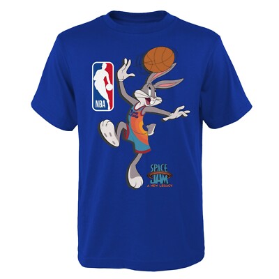 Space Jam Kinder T-Shirt The Hook 31st Team Bugs Bunny New Legacy Youth NBA blau