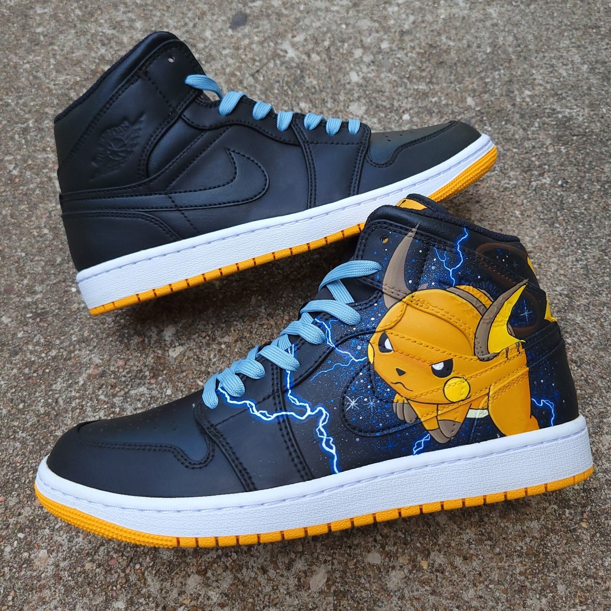 Nike Air Jordan 1 Mid Yellow Sneakers Men's Size 8 Pokemon