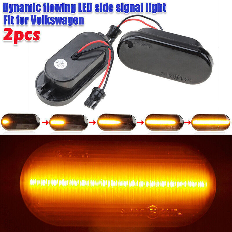 For VW MK4 Golf Jetta GTI R32 Passat B5 Sequential Smoked LED Side