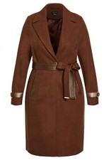 City Chic Nwt Xxs 12 Iconic Truffle Light Brown Elegant Women's Winter Coat