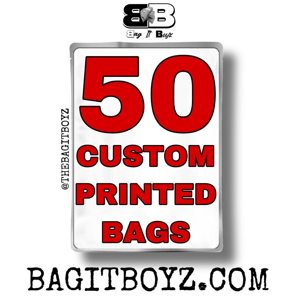 50 Custom 3x4in Mylar Bags - Resealable Smell Proof Personalized Zip Pouches  