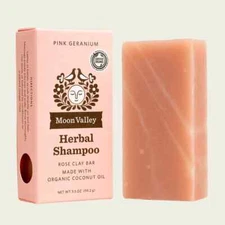 NEW Moon Valley Organics PINK GERANIUM HERBAL SHAMPOO BAR