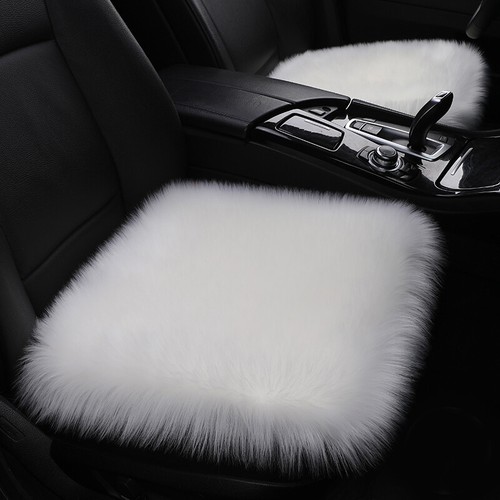 Sheepskin Car Front Seat Cover Pad 18x18 inch Long Wool Seat Cushion Winter Warm - Picture 3 of 23