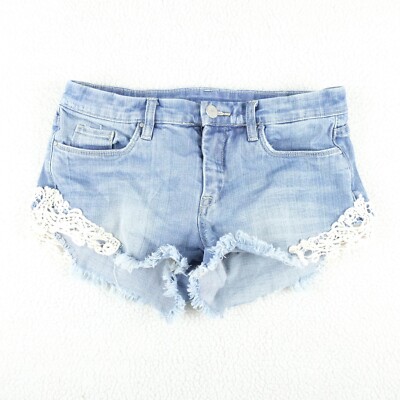 Saks Fifth Avenue Jean Shorts Womens 26 Blue Lace Denim Hot
